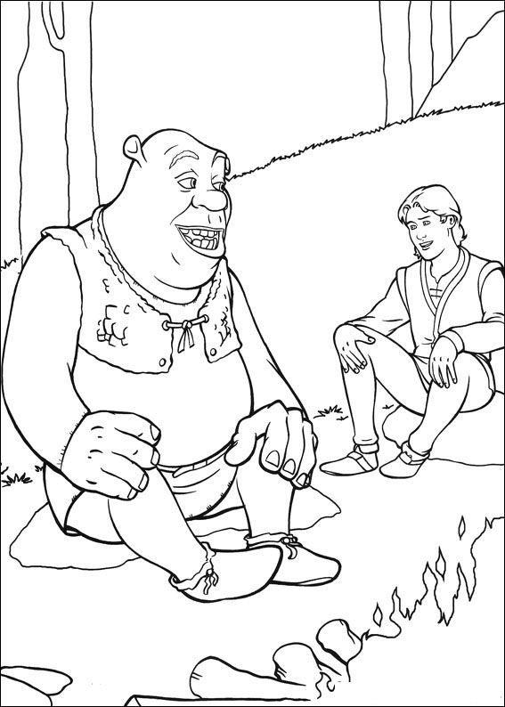 Print Shrek en Arthur in gesprek kleurplaat